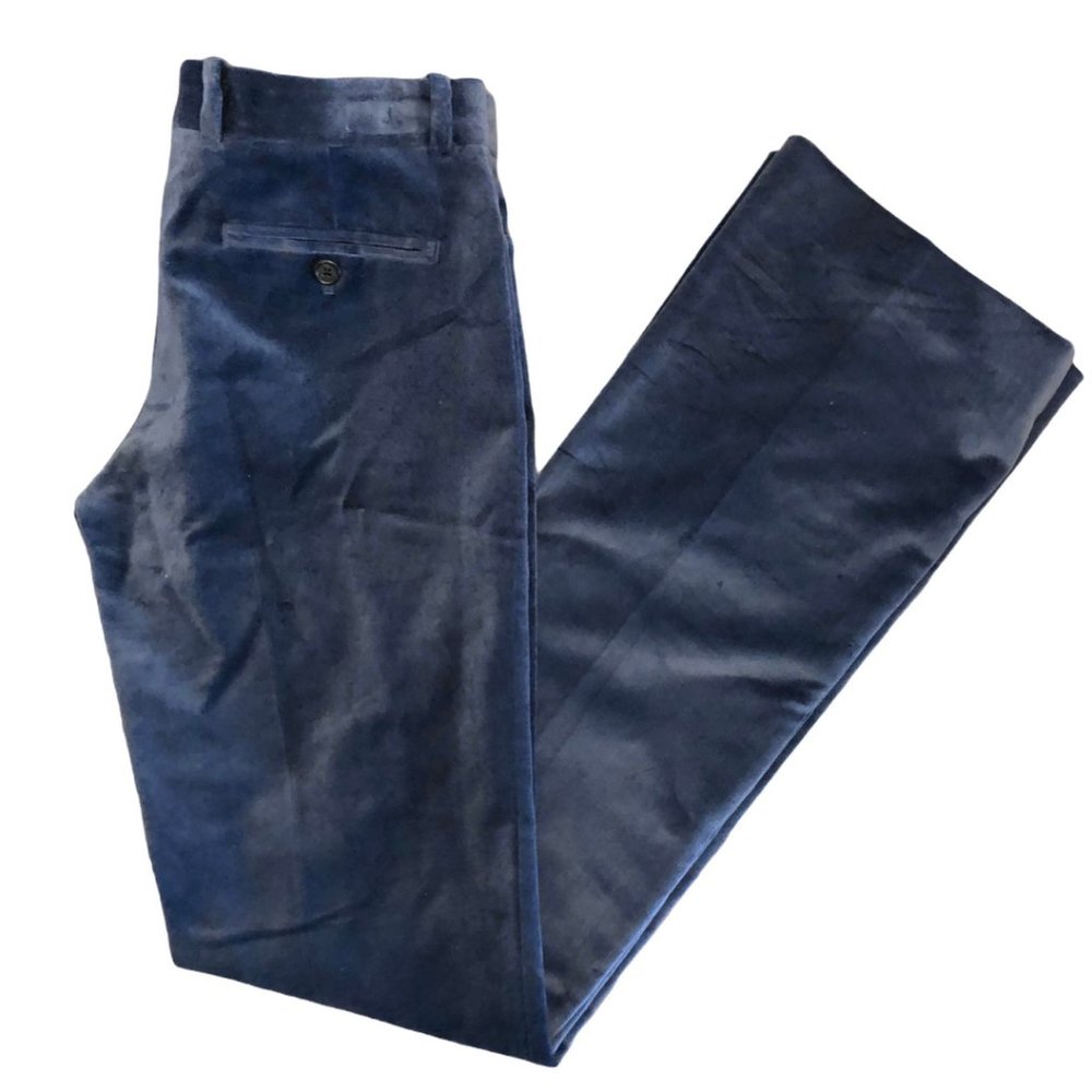 Joseph Blue Velvet Velours Vintage “Rocker” Pants - Picture 2 of 8